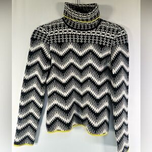 Anthropologie Black and White Chevron Turtleneck Sweater